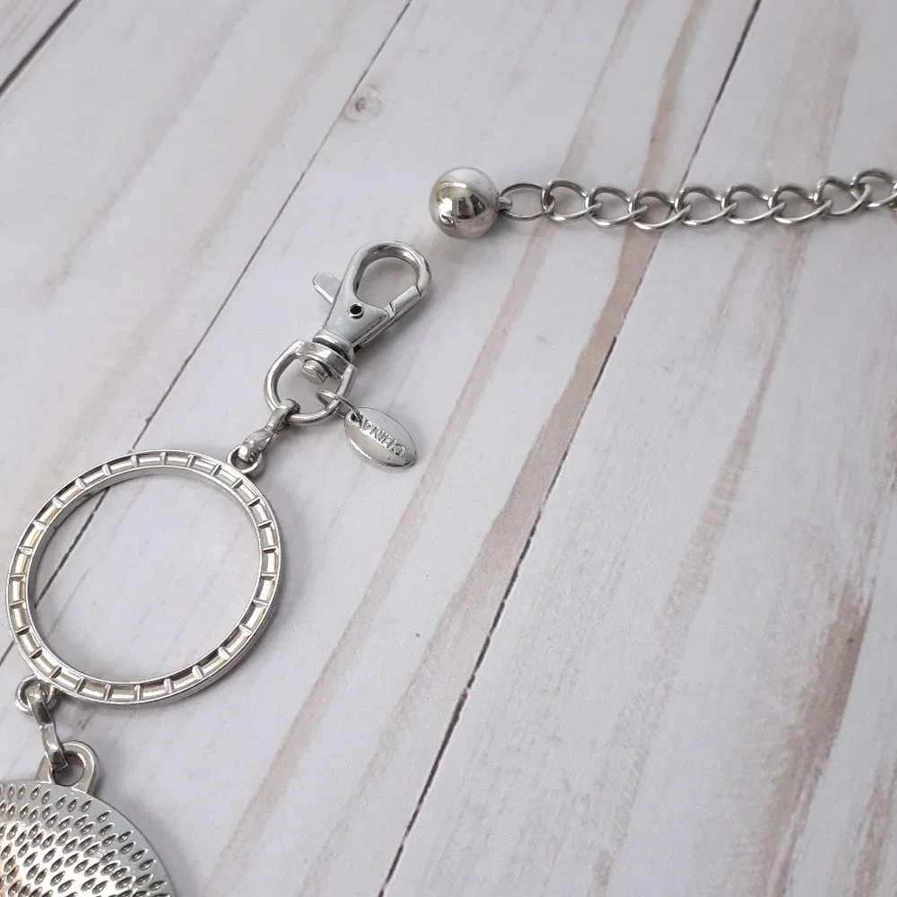 Solid Disc & O-Ring Circle Silvertone Chain Belt